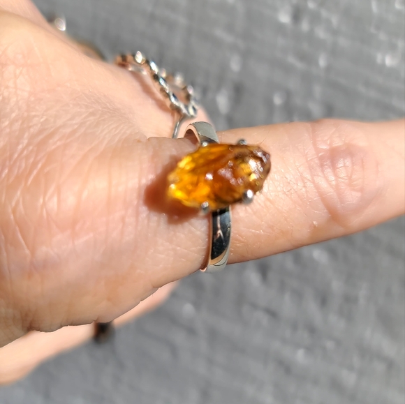 Raw 4k Citrine gemstone sterling silver sz10 - Picture 7 of 7